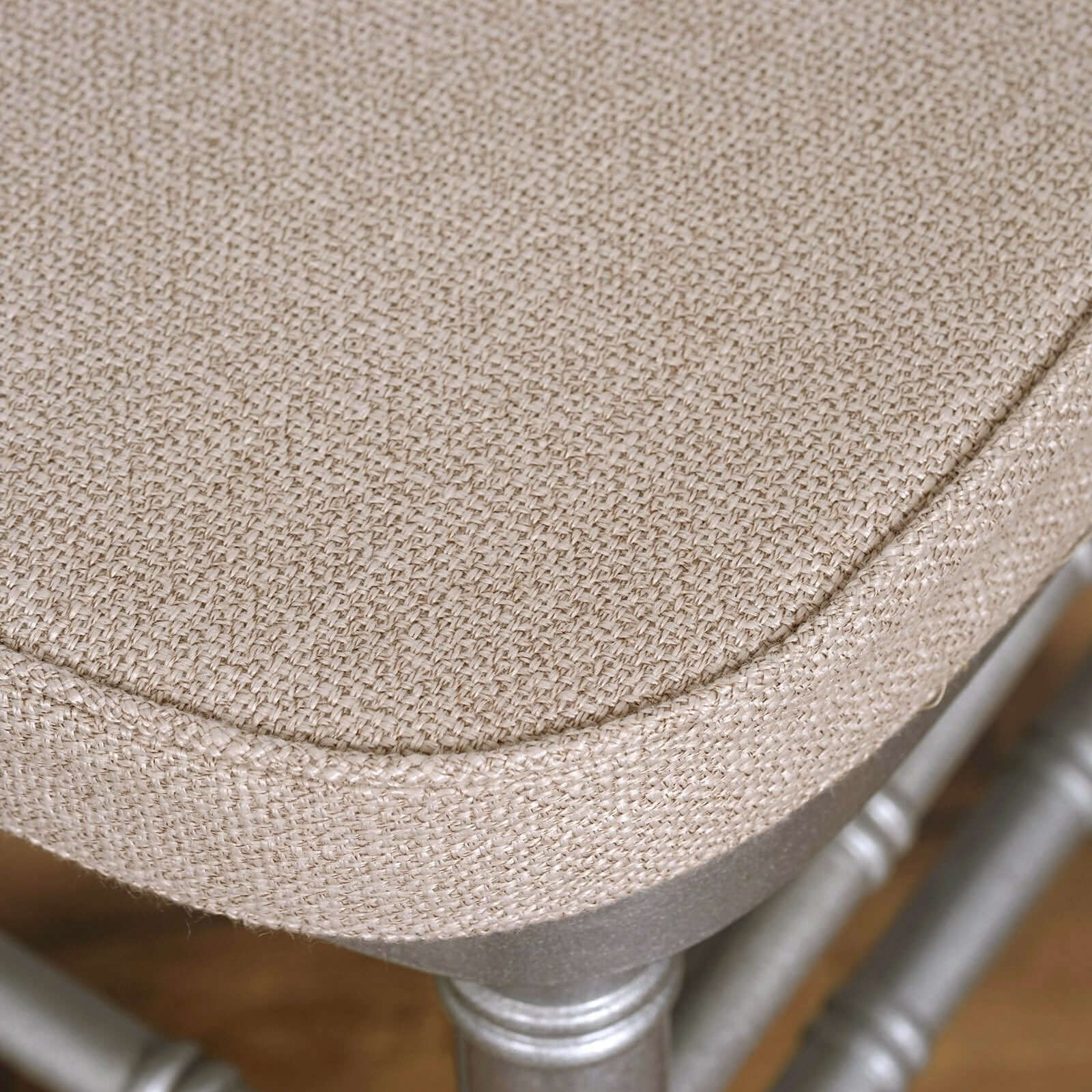 Natural Burlap Chair Cushion with Soft 2" Thick Pad and Ties - Rustic Removable Cover for Chiavari Chairs - Linen Luxes