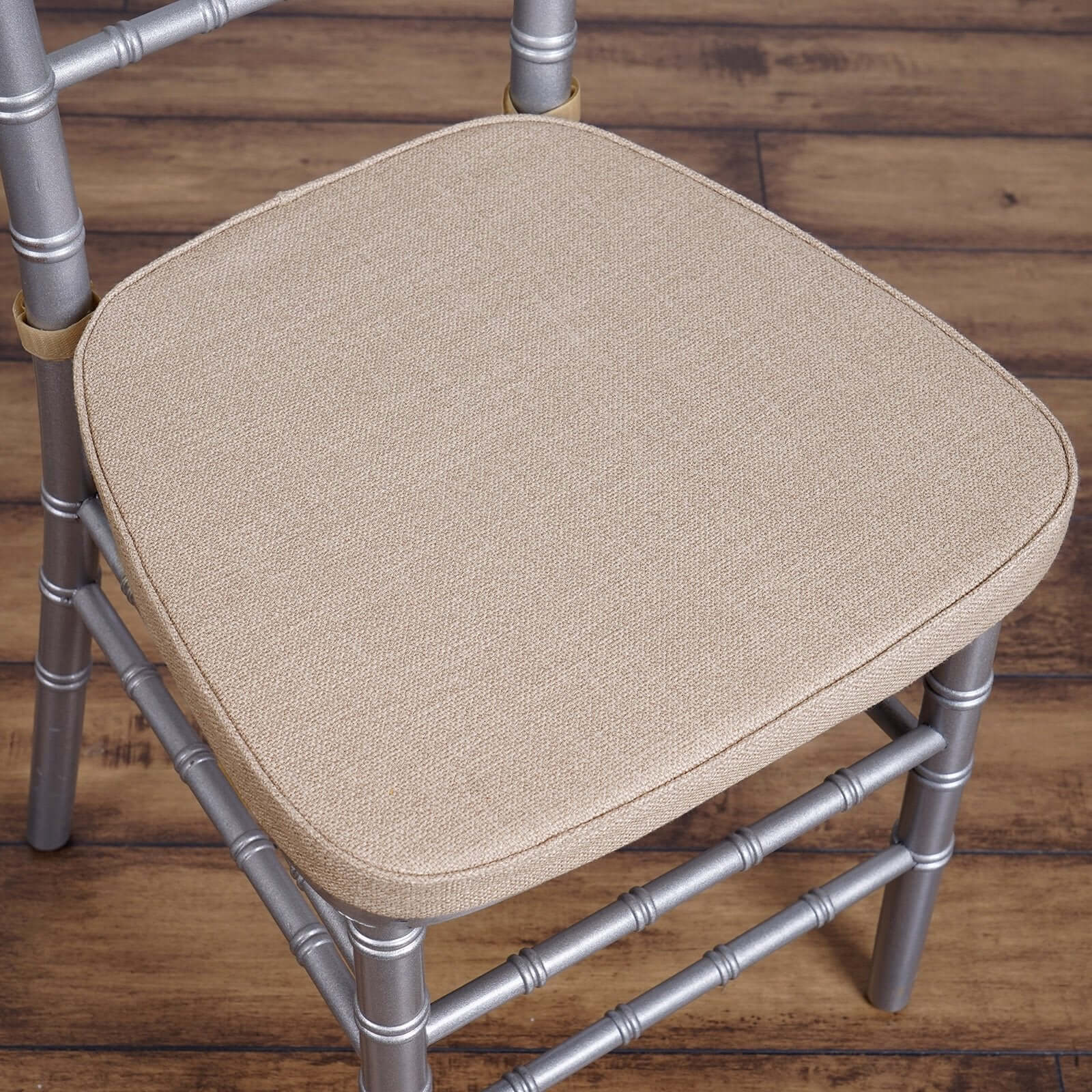Natural Burlap Chair Cushion with Soft 2" Thick Pad and Ties - Rustic Removable Cover for Chiavari Chairs - Linen Luxes