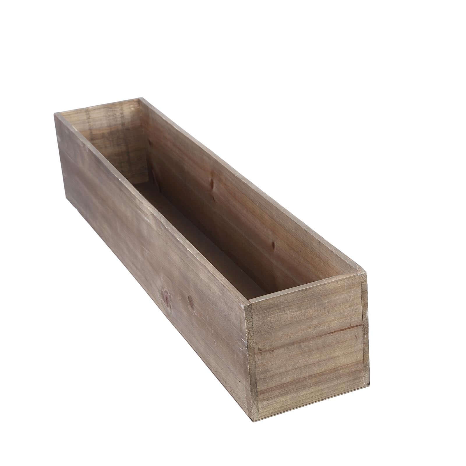 Natural Wood Planter Rectangular Box 30"x6" - Durable Decor with Removable Plastic Liner for Tables - Linen Luxes