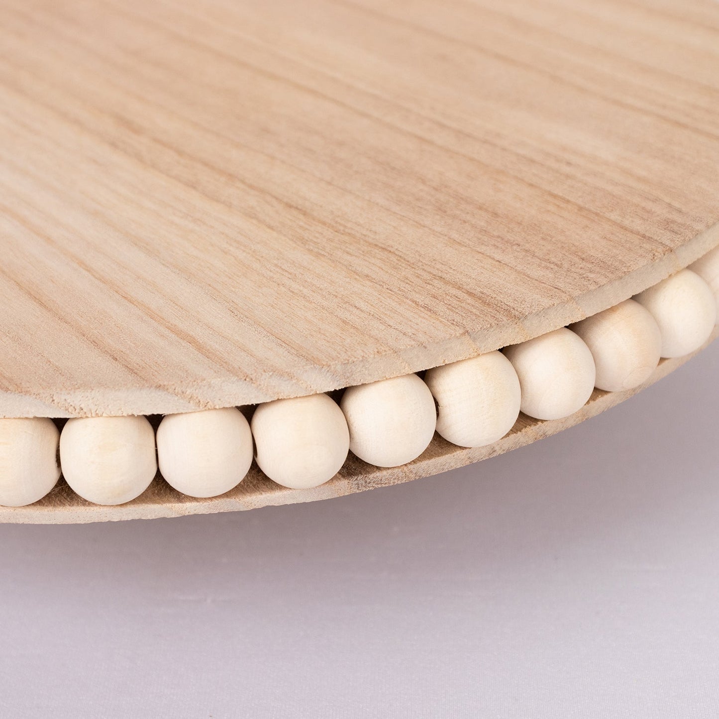 Wooden Pedestal Cake Stand Round Rustic Design with Beaded Edge Natural - Farmhouse Cupcake Holder Serving Tray 12"