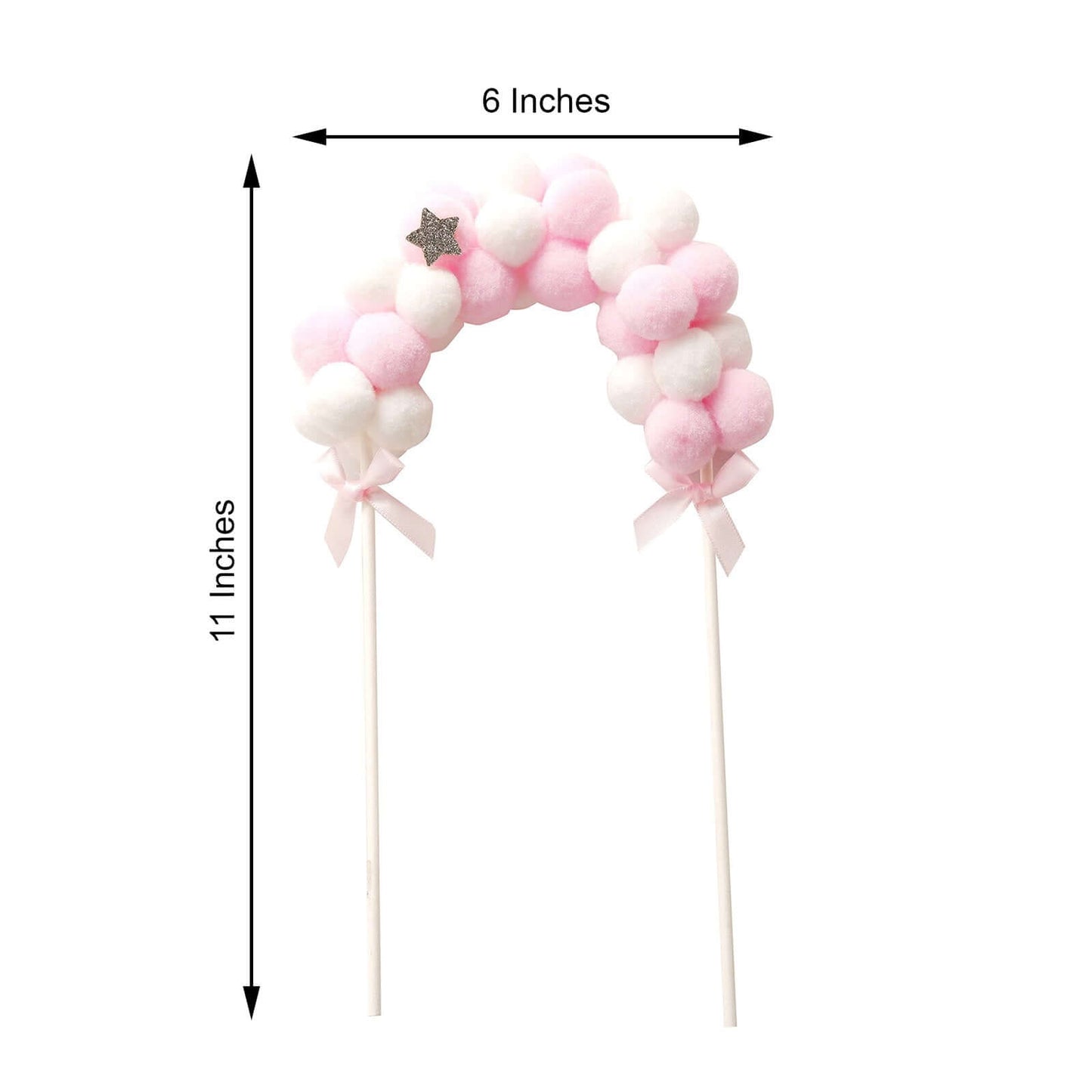 Cotton Ball Arch Cake Topper Pink/White - Charming Mini Cake Decoration Supplies for Nautical Sky & Baby-Themed Events 6"x11"