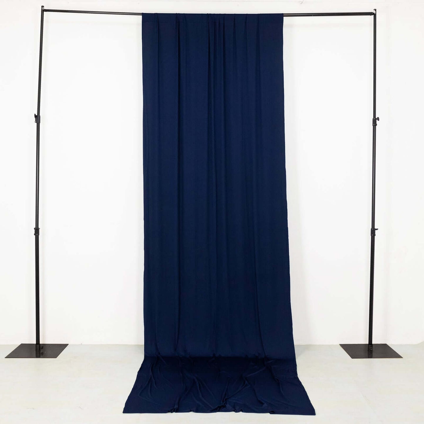 Navy Blue 4-Way Stretch Spandex Event Curtain Drapes, Wrinkle Free Backdrop Event Panel with Rod Pockets - 5ftx14ft