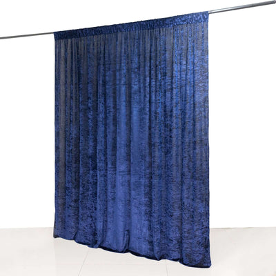Navy Blue Crushed Velvet Backdrop Curtain â€“ 8ft x 8ft Event Drape with Rod Pocket, Privacy Panel for Photo Booths & Events - Linen Luxes