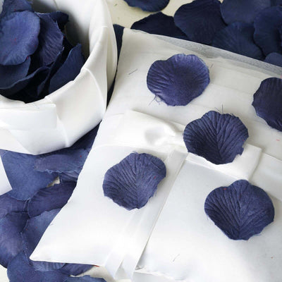 500-Pack Rose Petals Round Design Navy Blue Silk Confetti - Decorative Scatters for Tables and Floors