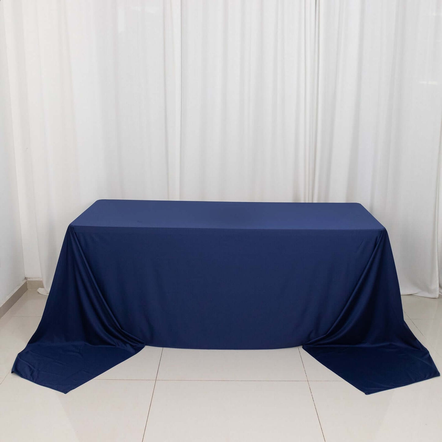 Scuba Rectangular 90"x156" Tablecloth Navy Blue - Wrinkle Free, Stain Resistant & Seamless Table Cover