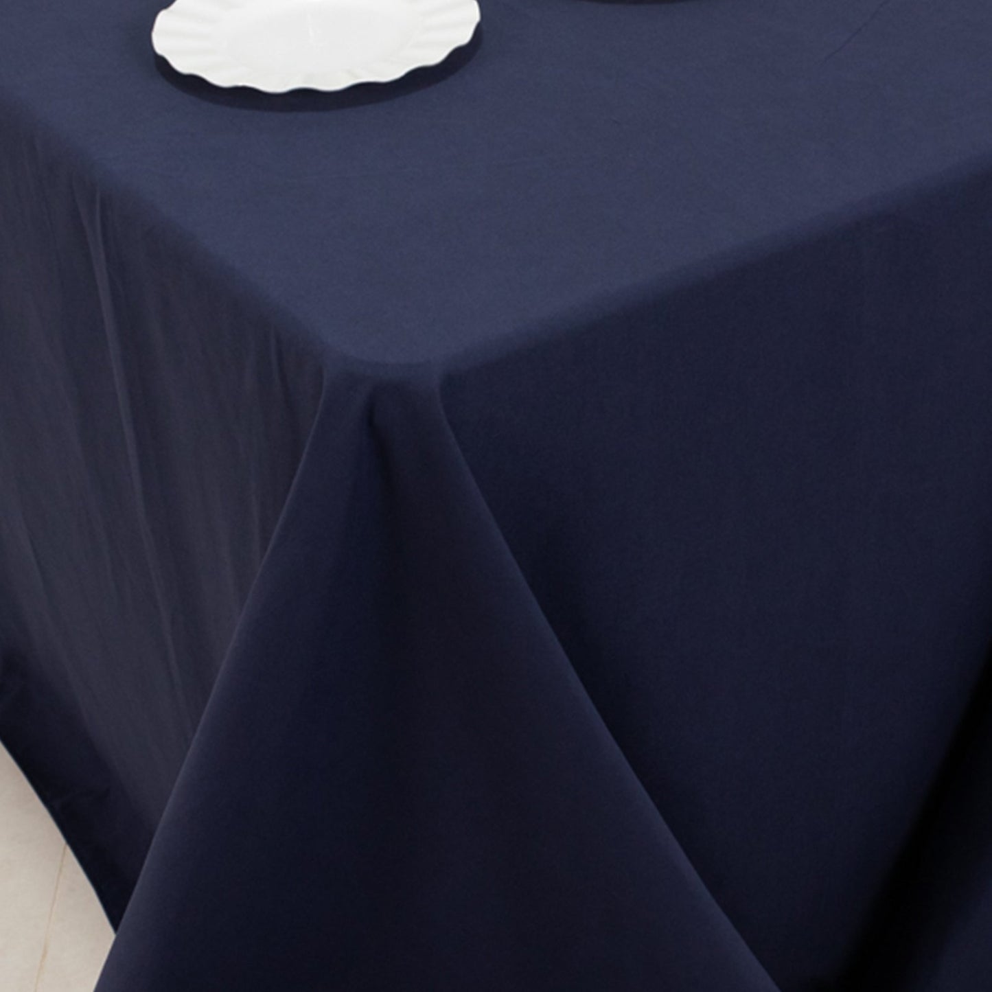 Cotton Blend 90"x132" Rectangle Tablecloth Navy Blue - Seamless Wrinkle-Resistant Table Cover