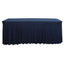 Spandex Rectangle 72"x30" Table Skirt Navy Blue with Wavy Skirt-Like Effect Table Cover