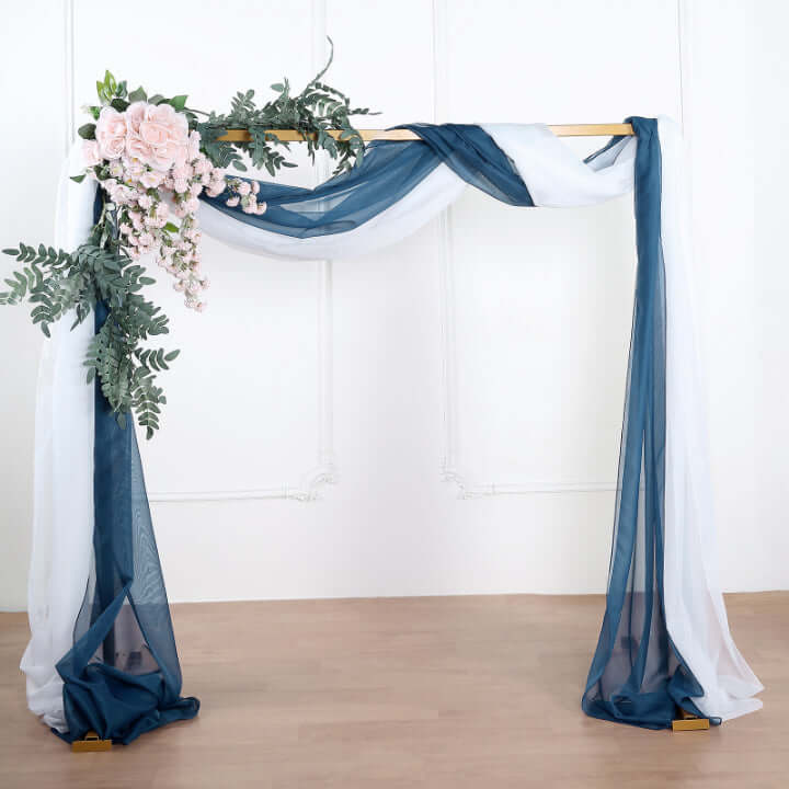 18ft Navy Blue Sheer Organza Wedding Arch Drapery Fabric, Window Scarf Valance
