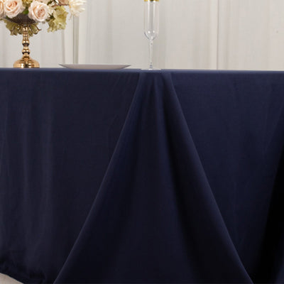 Cotton Blend 90"x156" Rectangle Tablecloth Navy Blue - Seamless Wrinkle-Resistant Table Cover
