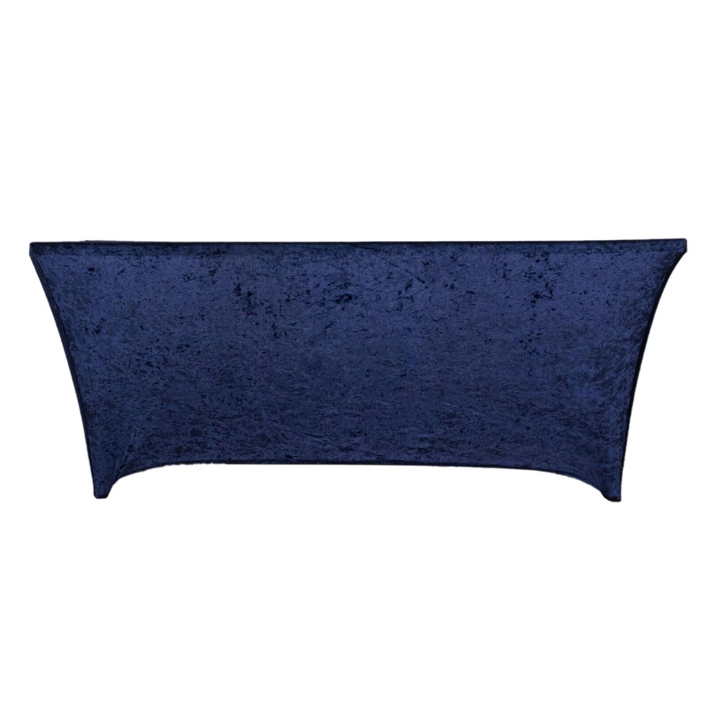 Crushed Velvet Fitted Rectangular 6ft Table Cover Navy Blue - Wrinkle-Free Stretchy Tablecloth