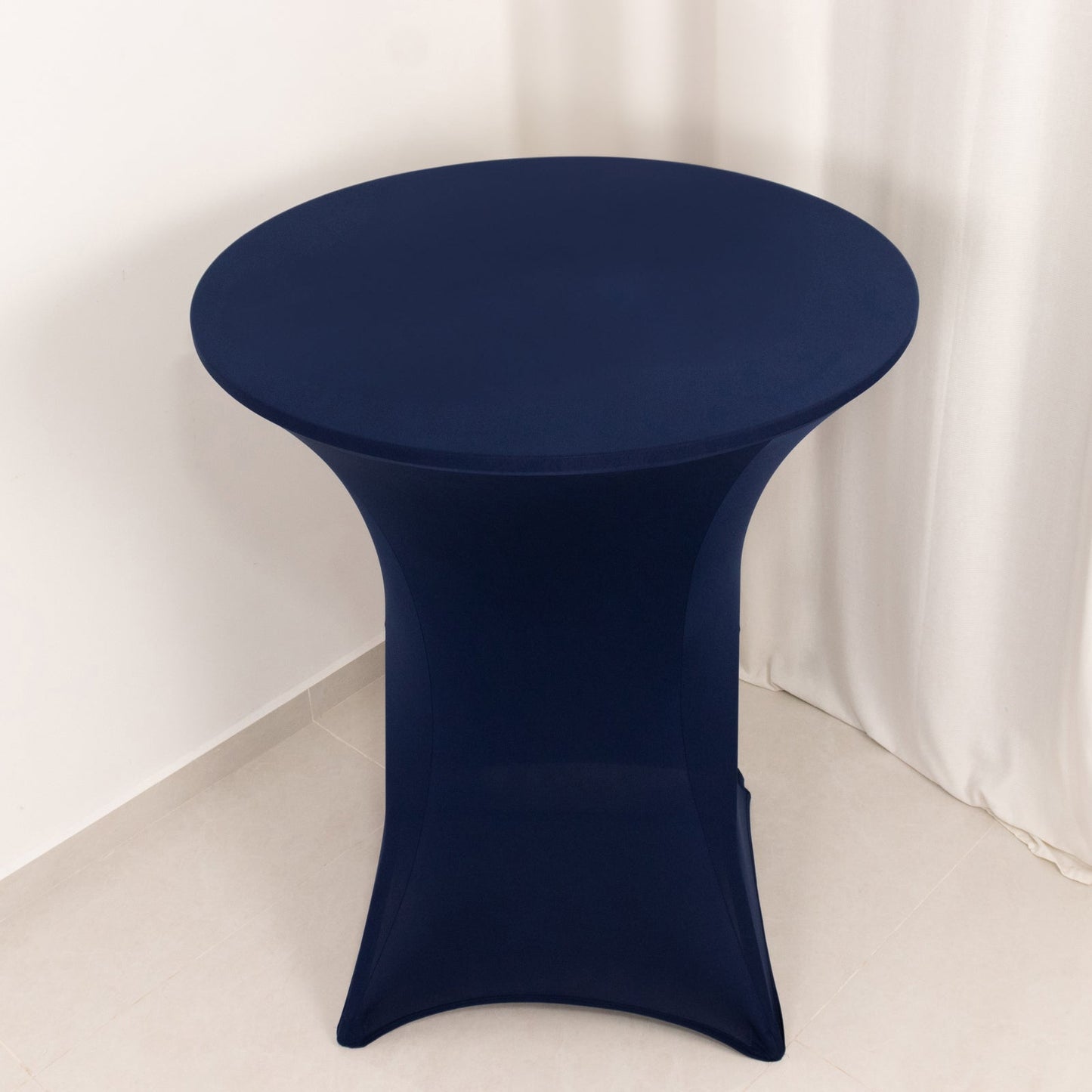 Spandex 36" Round Cocktail Table Cover Navy Blue - Easy to Maintain Stretch Fitted Highboy Tablecloth