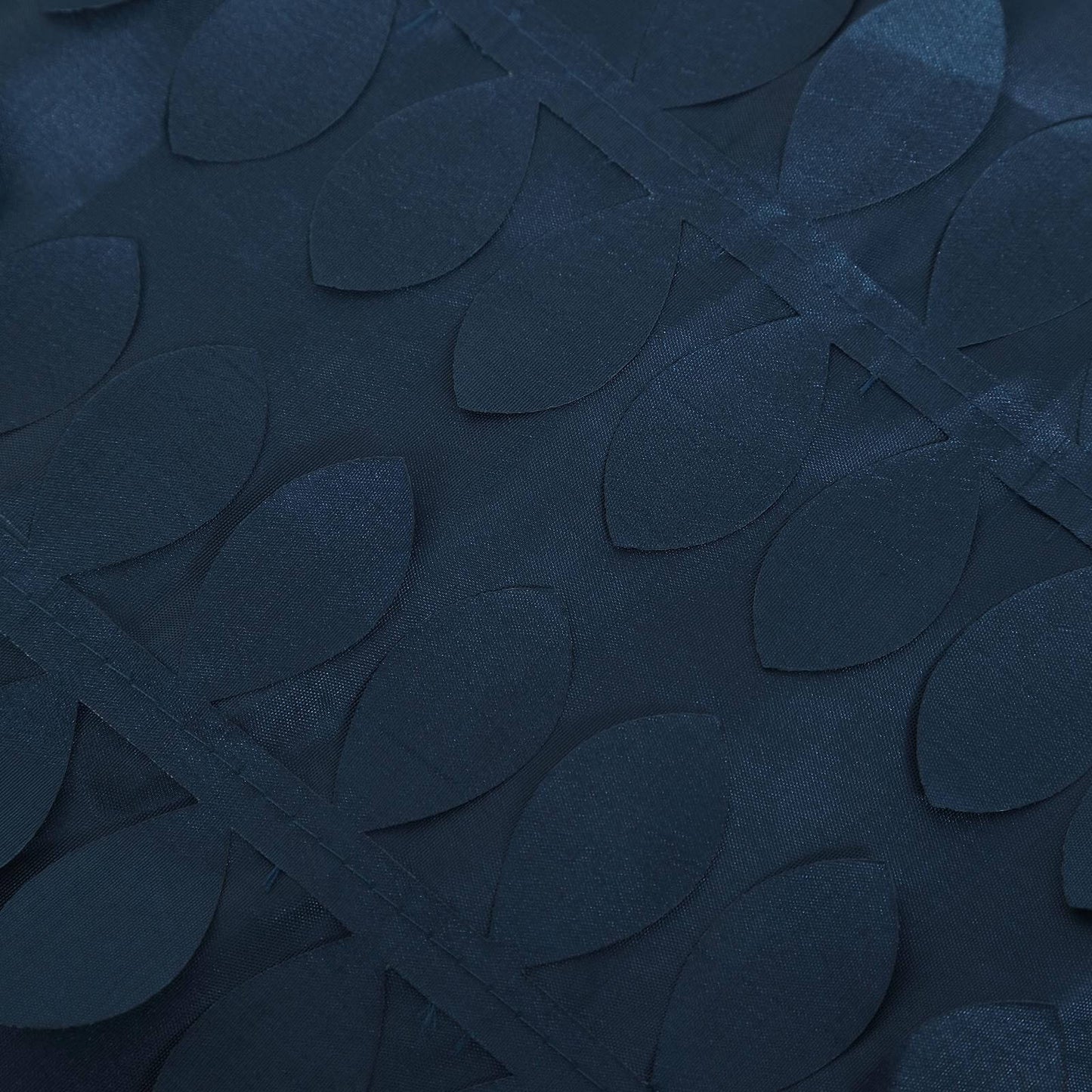 8ftx8ft Navy Blue 3D Leaf Petal Taffeta Event Curtain Drapes, Backdrop Event Panel With Rod Pocket