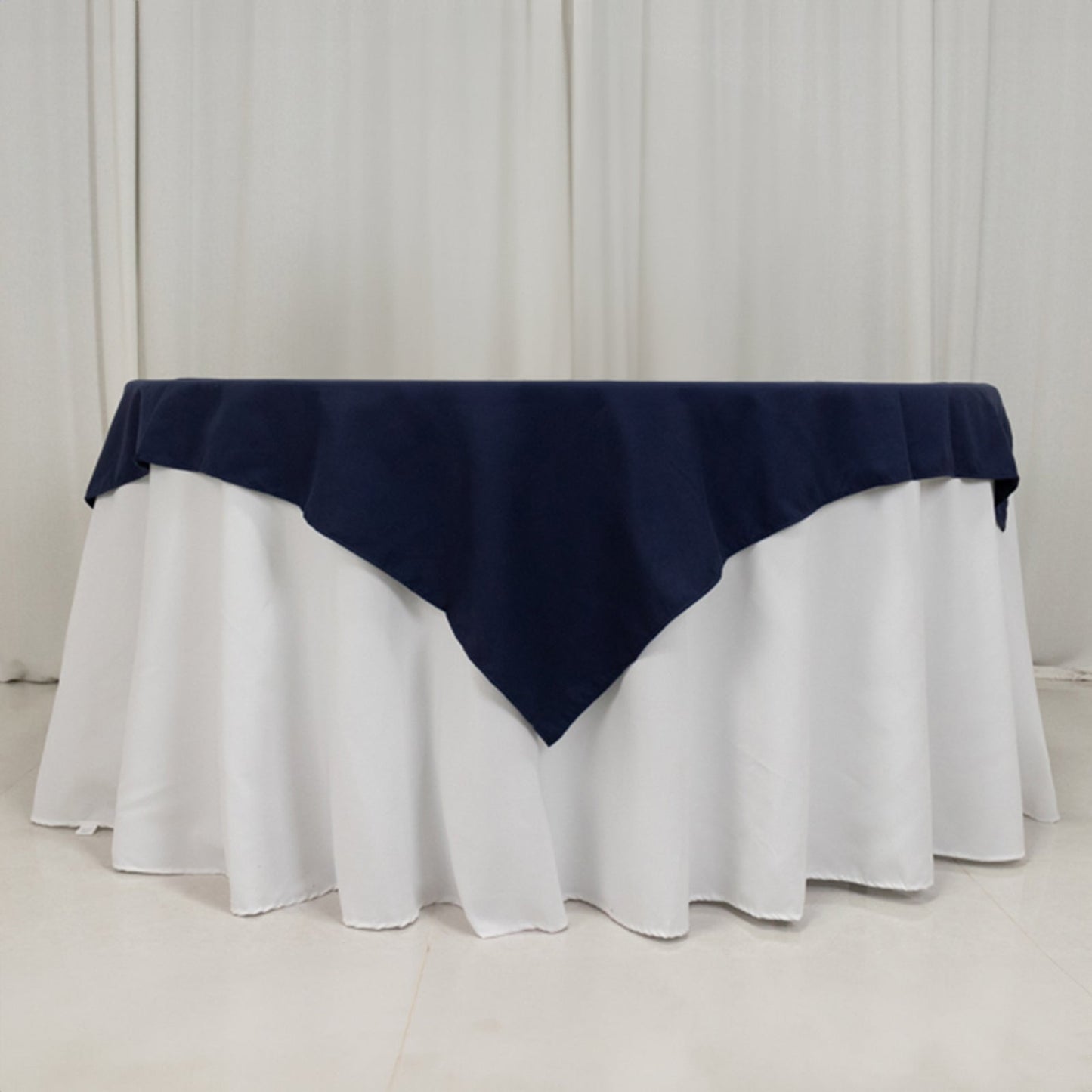 Cotton Blend 54"x54" Table Overlay Square Tablecloth Navy - Wrinkle-Resistant Table Topper