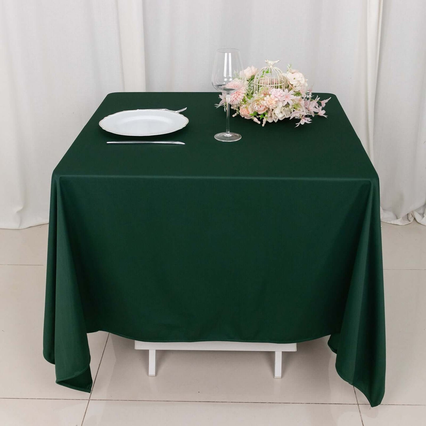 Scuba Square 70"x70" Tablecloth Hunter Emerald Green - Wrinkle Free & Stain Resistant Table Cover