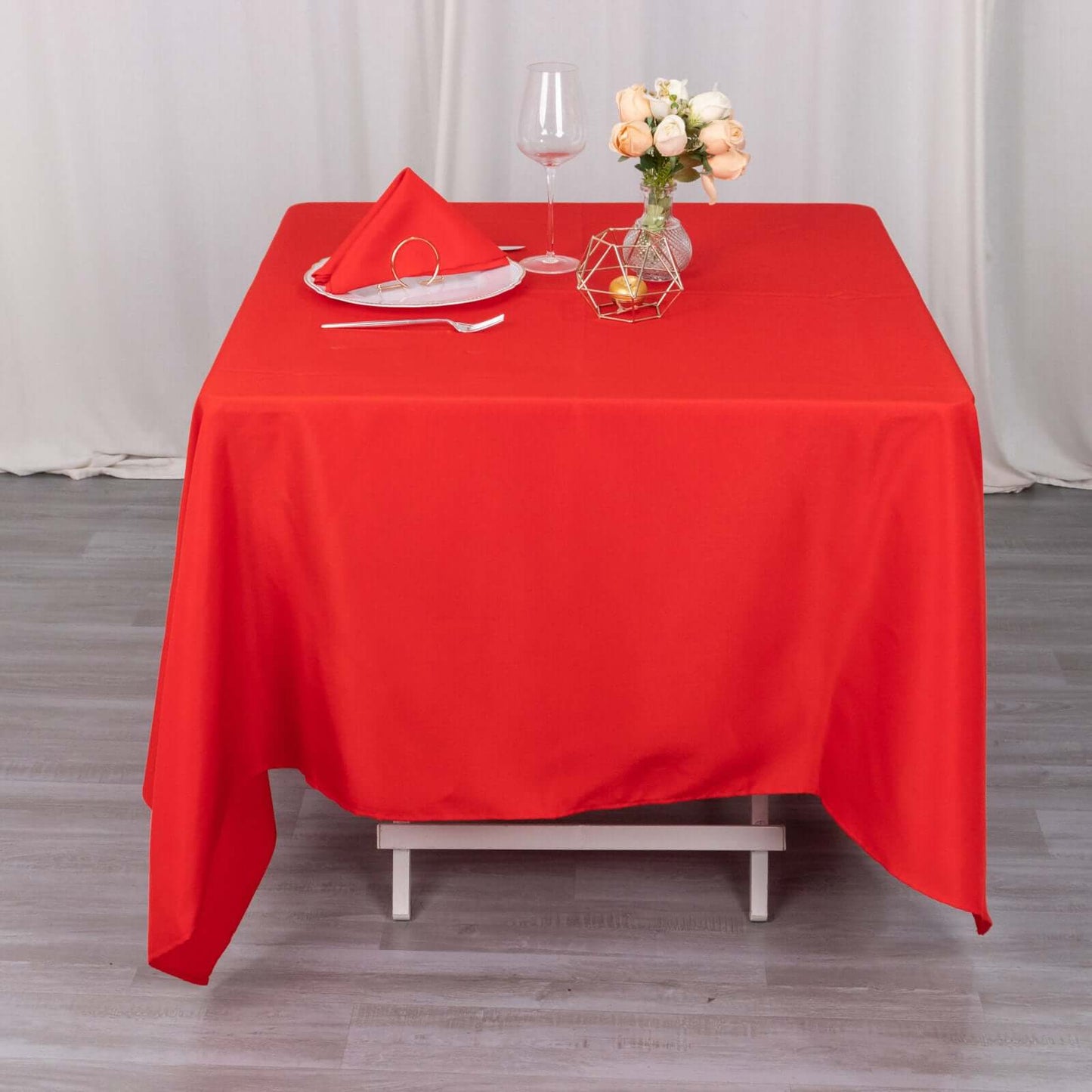 Premium Polyester Square Tablecloth 70"x70" Red 220GSM Wrinkle-Resistant Table Cover