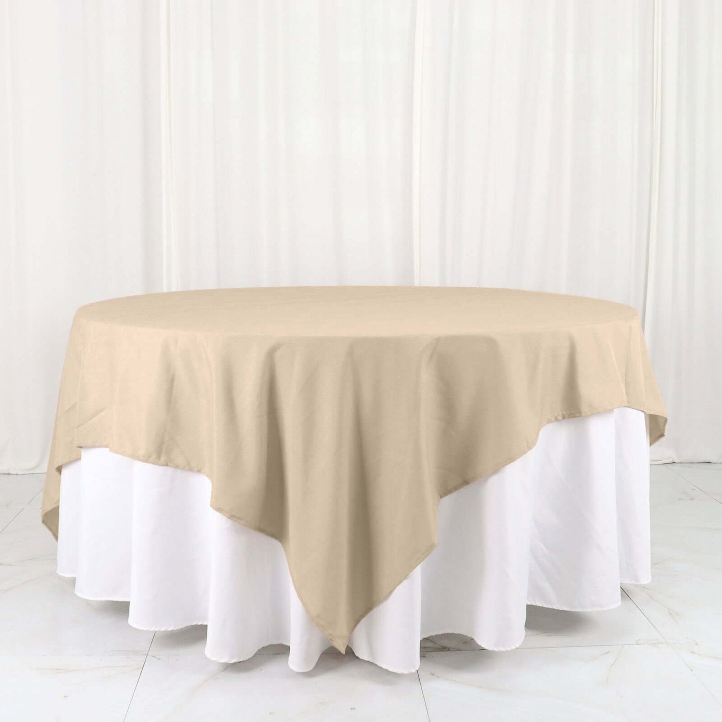 Polyester 90"x90" Table Overlay Square Tablecloth Nude - Wrinkle-Resistant & Durable Table Cover