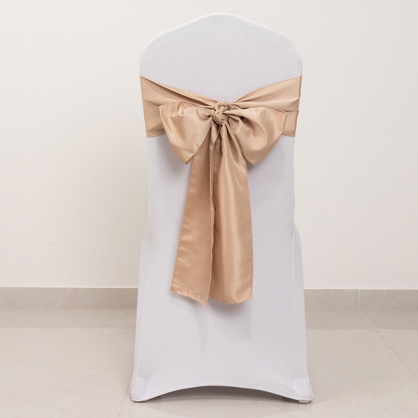5 Pack Lamour Satin 6"x106" Chair Sashes Nude - Stylish Reusable Decorative Bows