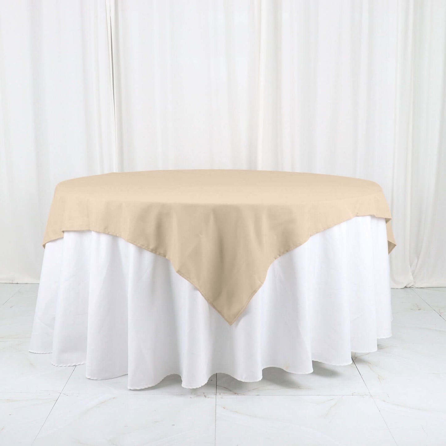 Polyester 54"x54" Table Overlay Square Tablecloth Nude - Wrinkle-Resistant & Durable Table Cover