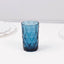 6-Pack Whiskey Glasses Ocean Blue Textured Crystal Cut Design with Heavy Base - Highball Tumblers for Parties & Events 12oz 5"