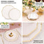 25-Pack Paper 9" Decagon Dinner Plates in White with Gold Foil Rim - Disposable Geometric Party Plates for Modern Weddings & Events