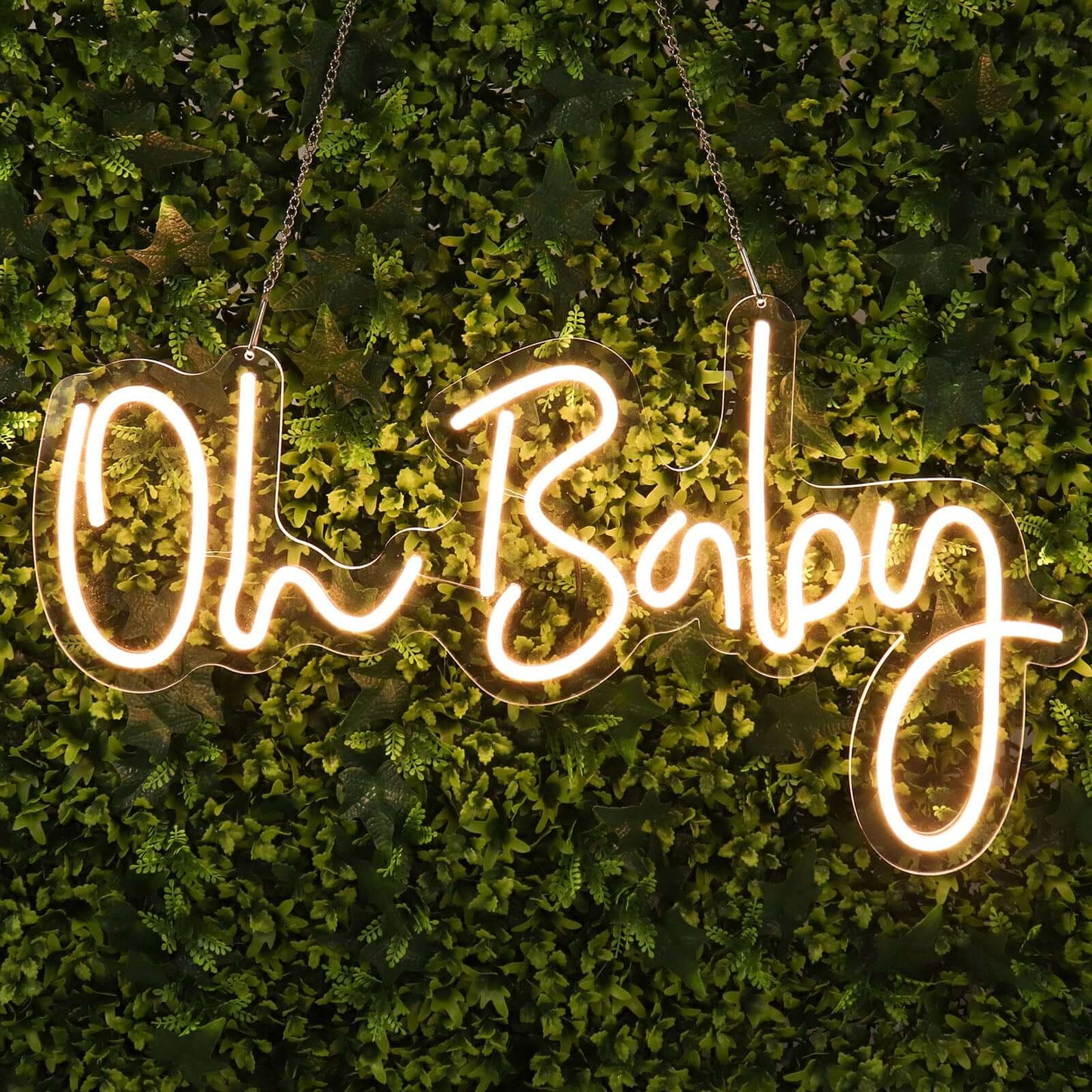 26" Oh Baby Neon Light Sign, LED Reusable Wall DÃ©cor Lights With 5ft Hanging Chain