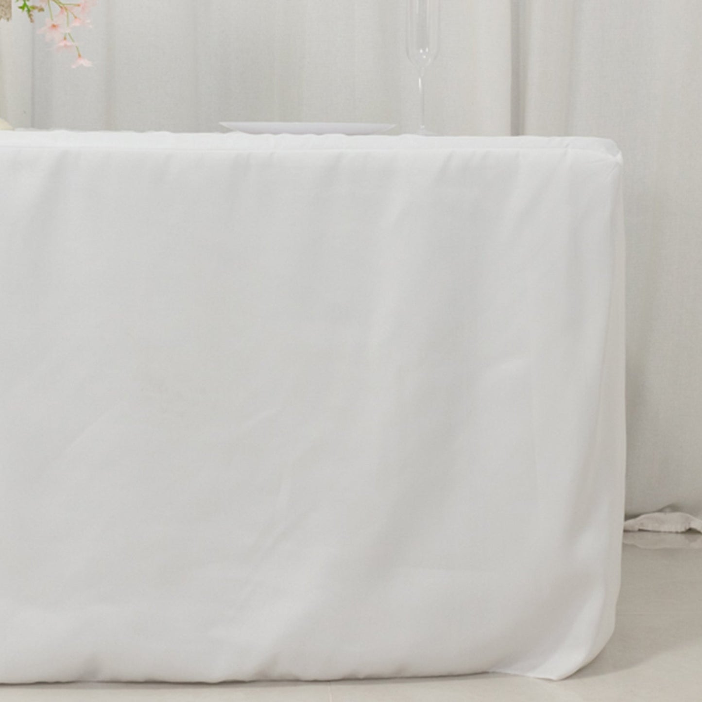 Fitted Polyester 72"x30" Rectangle Tablecloth White with Open Back Design - Easy to Maintain and Wrinkle-Resistant Table Cover for Trade Shows & Displays