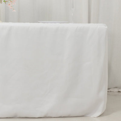 Fitted Polyester 72"x30" Rectangle Tablecloth White with Open Back Design - Easy to Maintain and Wrinkle-Resistant Table Cover for Trade Shows & Displays