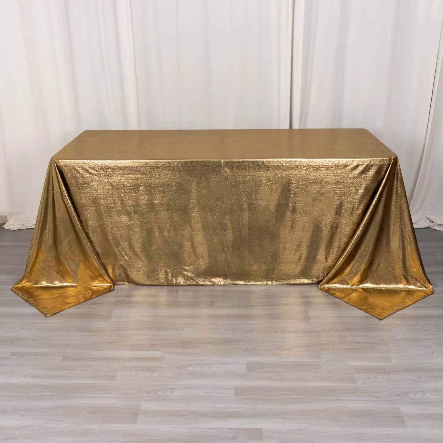 Sequin Dots Polyester 90"x132" Rectangle Tablecloth Shimmering Antique Gold - Seamless, Glittering & Wrinkle Free Table Cover