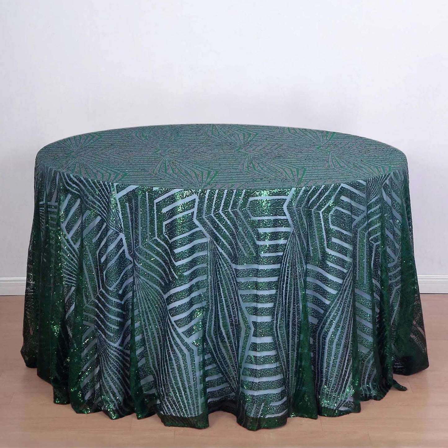 Sequin 120" Round Tablecloth Hunter Emerald Green - Seamless Diamond Glitz Table Cover