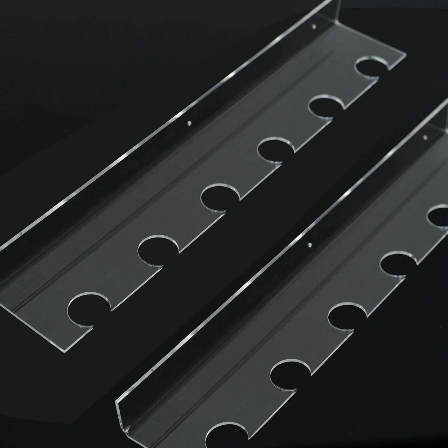 2-Pack Floating Wine Glass Holder Rack Clear Acrylic Holds 12, Wall Mounted Champagne Flute Stemware Hanging Shelves for Events & Home Bar 21"