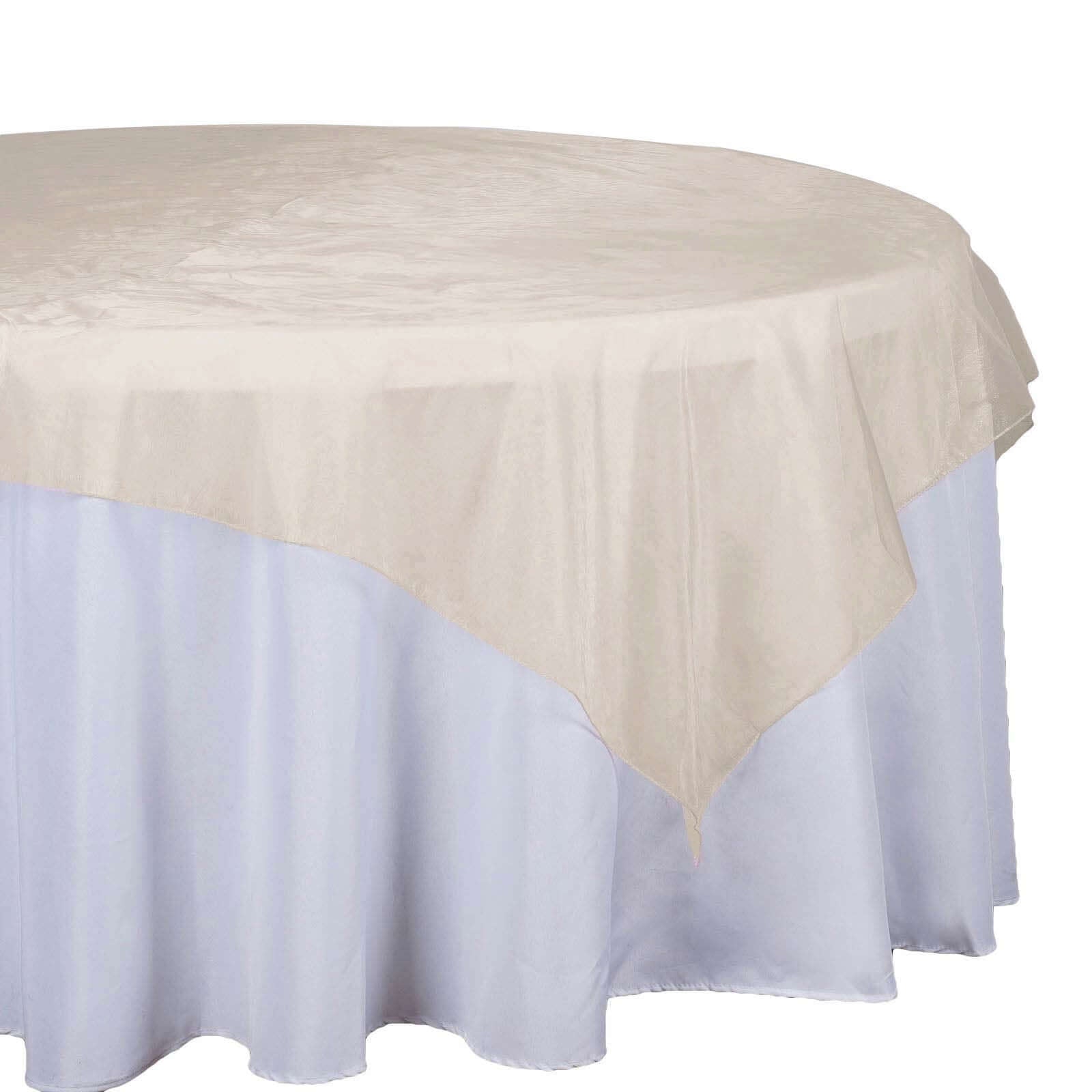 Organza 72"x72" Table Overlay Square Tablecloth Gold - Sheer Design for Stylish Events - Linen Luxes