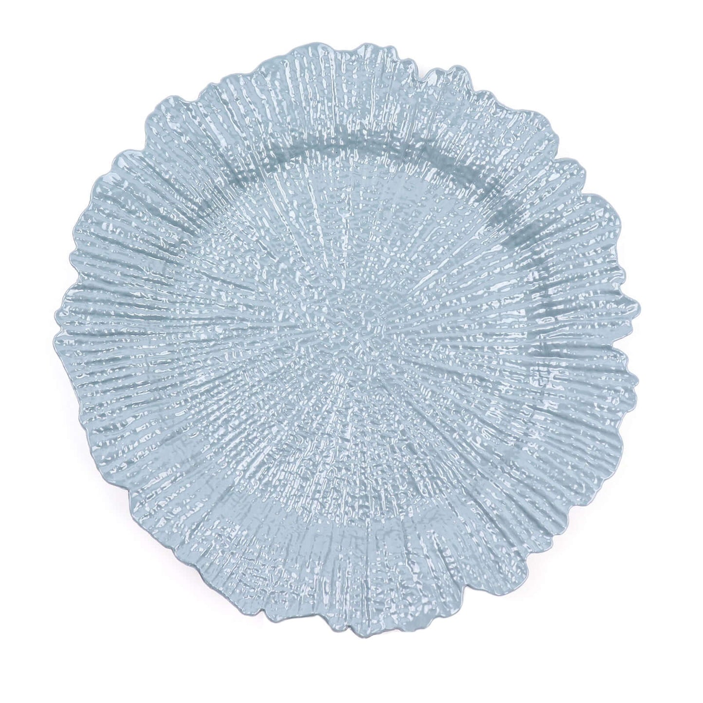 6-Pack Acrylic Plastic Round Charger Plates 13" in Dusty Blue with Reef Design, Dinner Charger Tableware