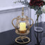 Metal Crown Spiral Pillar Candle Holder Stand Gold - Jeweled Votive Candle Centerpiece 13"