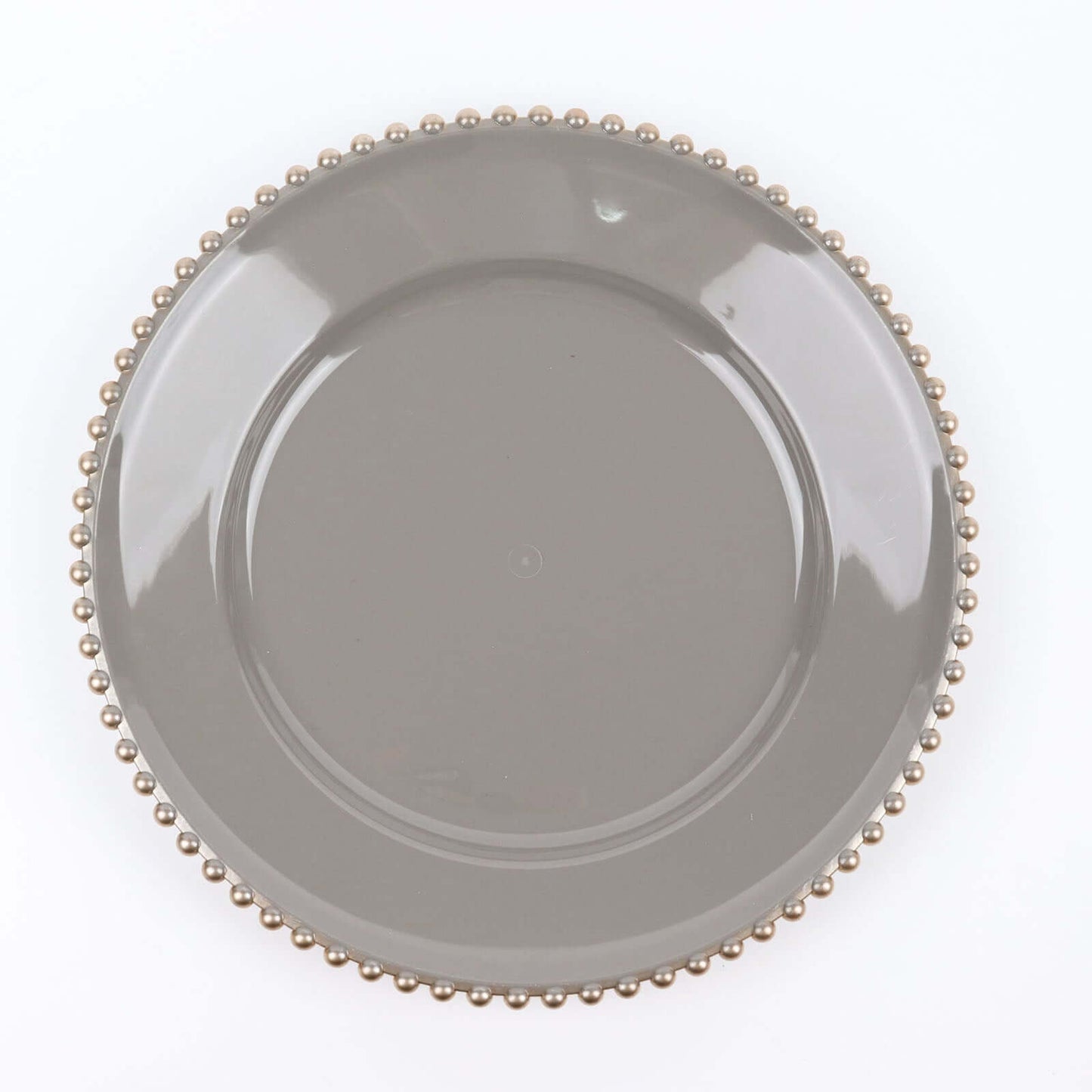 6-Pack Acrylic Round Charger Plates 13" in Charcoal Gray with Gold Beaded Rim, Decorative Dinner Party Charger Tableware