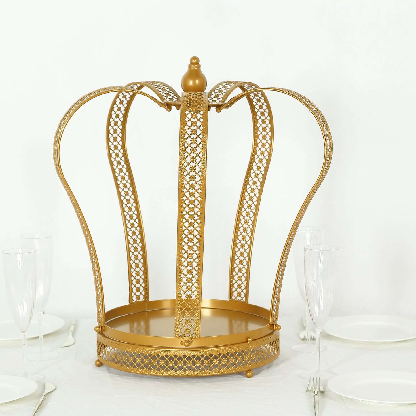 Metal Wedding Cupcake Stand Gold Princess Crown Style - Stunning Dessert Display Holder Centerpiece for Upscale Weddings & Special Occasions 19"
