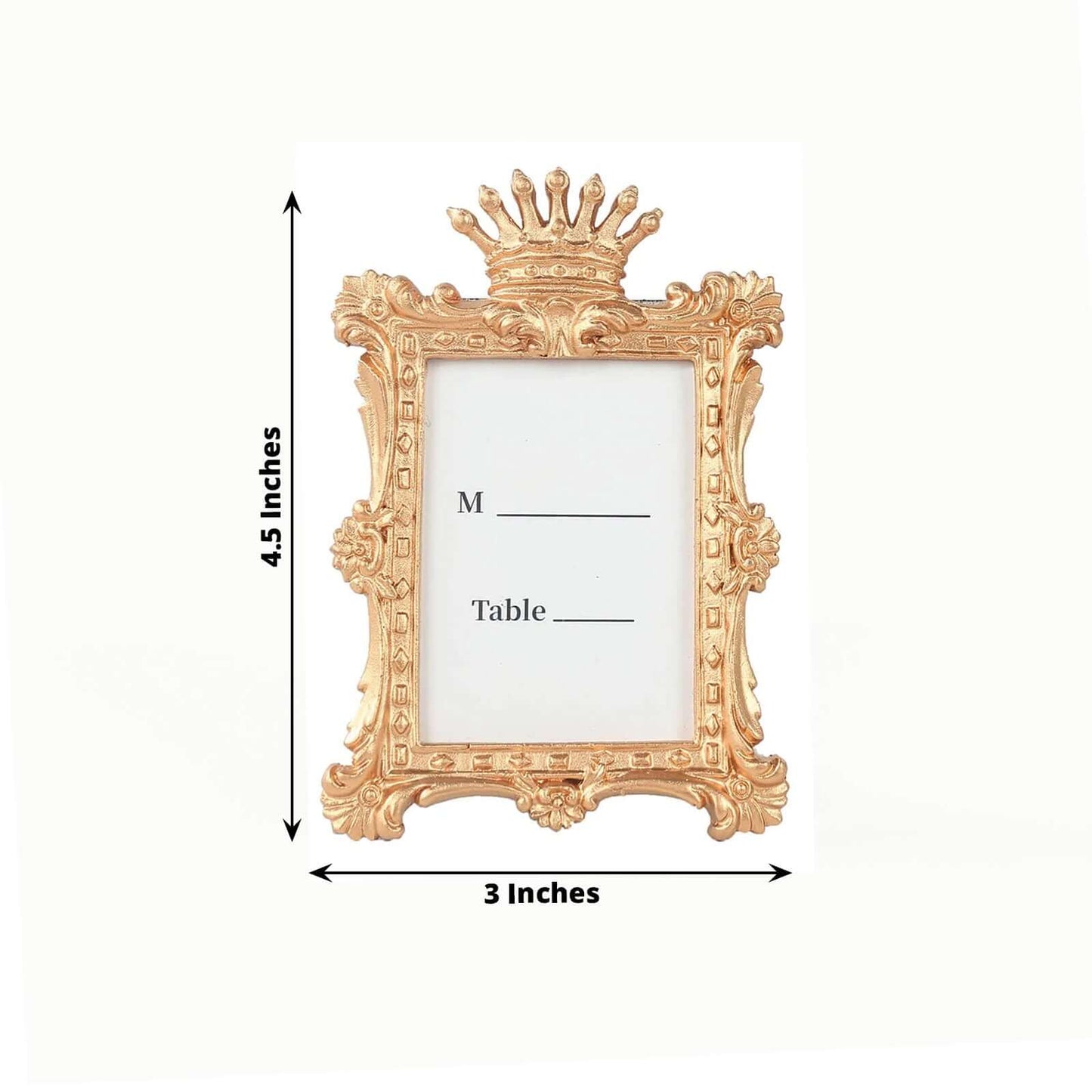 4-Pack Picture Frames Gold Resin Vintage Crown Design Rectangle - Mini Photo Frame Wedding Place Card Holders & Party Favors 4.5"x3"