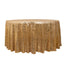 Sequin Mesh 120" Round Tablecloth Gold - Seamless Wave Embroidered Design for Stylish Events