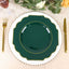 10-Pack Plastic Dinner Plates in Hunter Emerald Green Baroque Design with Scalloped Gold Rim - Heavy Duty Disposable Party Plates 11"