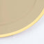 10-Pack Plastic 7" Round Appetizer Plates in Taupe with Gold Rim - Sleek Disposable Salad Plates for Banquets & Special Occasions