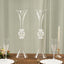 2-Pack Flower Vases Trumpet Design with Crystal Embellishments Clear - Reversible Plastic Table Centerpieces 21"