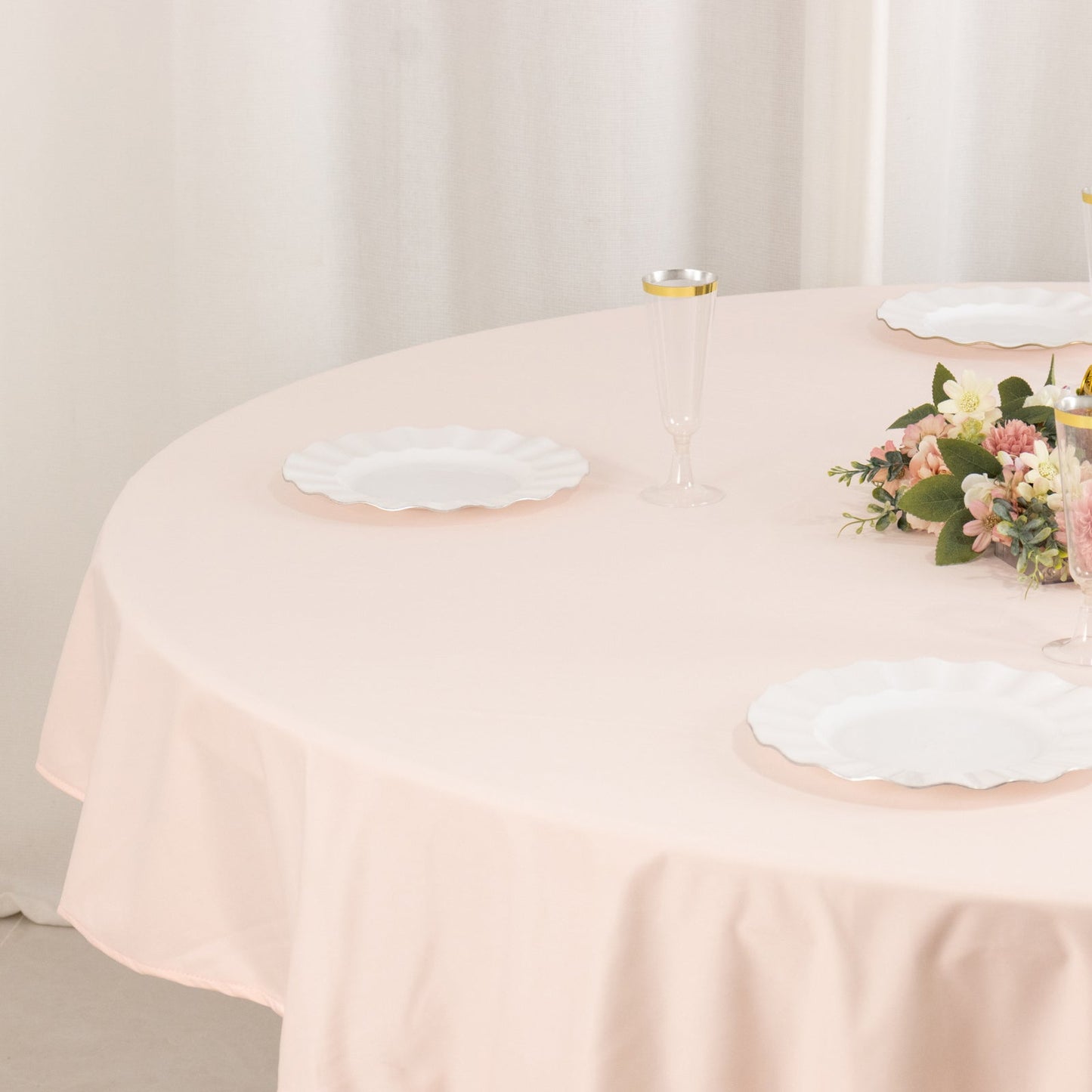 Scuba Round 70" Tablecloth Blush - Wrinkle Free & Stain Resistant Table Cover