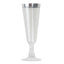 12-Pack Plastic Champagne Flutes Clear with Silver Rim - Stylish Disposable Cocktail Glasses for Parties 5oz 6"