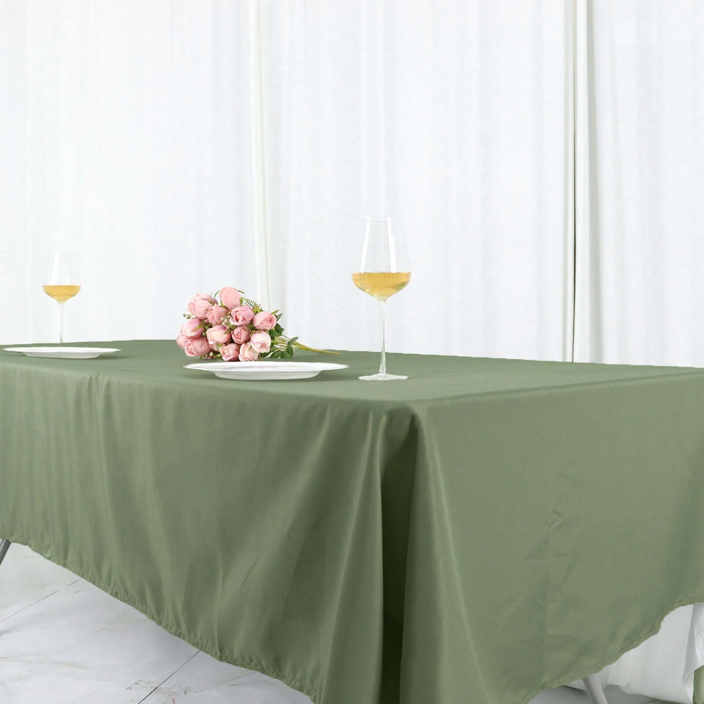 Polyester 60"x102" Rectangle Tablecloth Dusty Sage Green - Durable and Stylish Table Cover