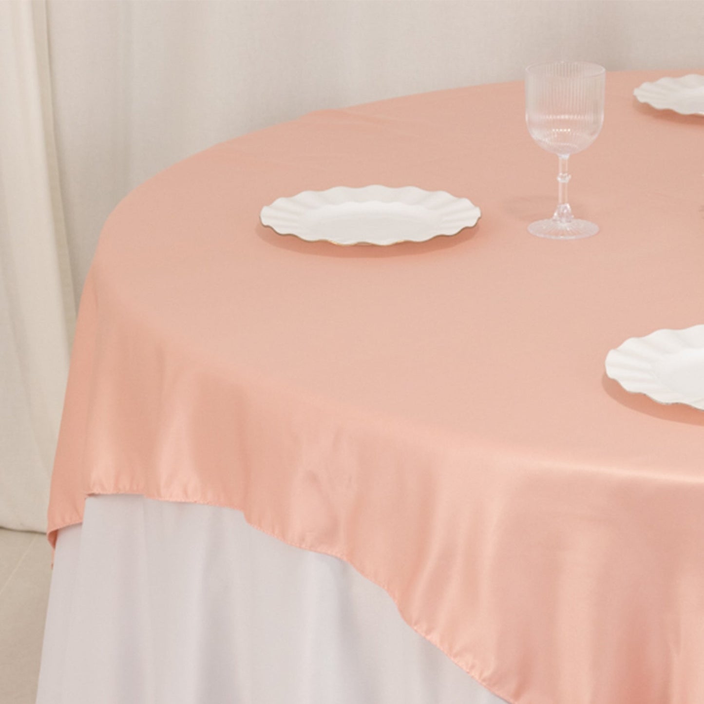 Lamour Satin 72"x72" Table Overlay Square Tablecloth Dusty Rose - Smooth Finish Table Topper