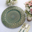 6-Pack Plastic Round Charger Plates 13" in Teal with Gold Embossed Peacock Pattern, Stylish Disposable Charger Tableware