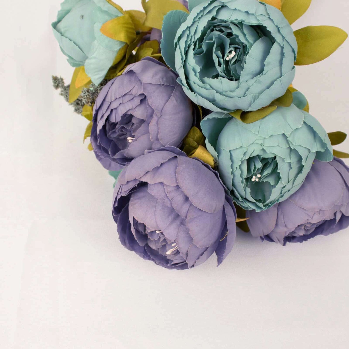 2 Pack 19" Dusty Blue Artificial Peony Flower Wedding Bouquets, Faux Silk Flower Arrangements