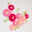Set of 21 Tissue Paper Flowers Pom Poms Decor Kit â€“ Blush Pink 3D Chrysanth Floral Wall Decor with Butterflies & Olive Leaves - 8",10",12"