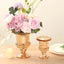 2-Pack Glass Mini Pedestal Flower Vases in Classic Roman Urn Style Amber Gold - Sophisticated Wedding Table Centerpieces 8"