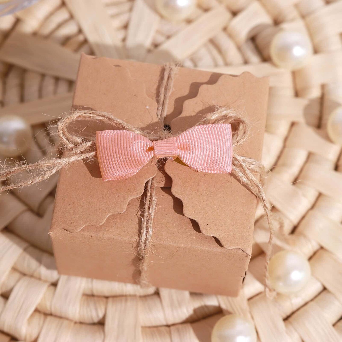 50 Pcs 1.5" Dusty Rose Grosgrain Pre Tied Ribbon Bows, Gift Basket Party Favor Bags Decor - Polyester