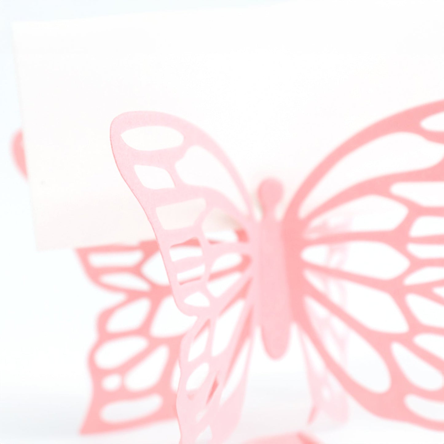 25-Pack Paper Butterfly Place Card Holders Pink with White Printable Cards - 3D Free Standing Table Number Stands 3"x5"